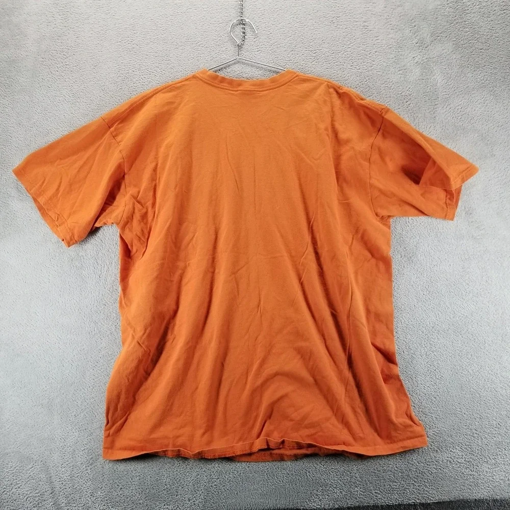 VTG Nike Shirt Mens 2XL Orange Center Swoosh‎ Grid Graphic Short Sleeve Tee Y2K